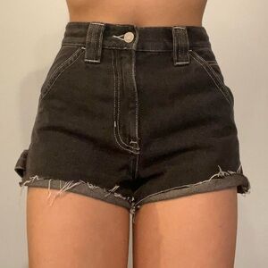 High-Waisted Black Denim Shorts